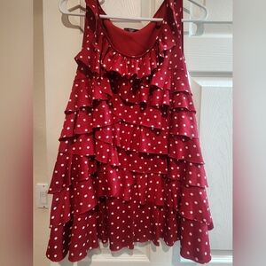 2XL red and white polka dot layered tank